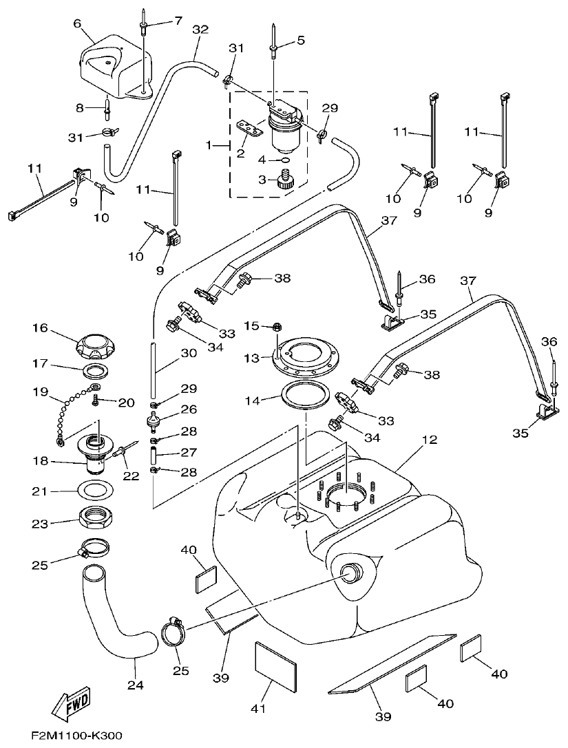 Yamaha VX18002011(2) FUEL TANK parts diagram